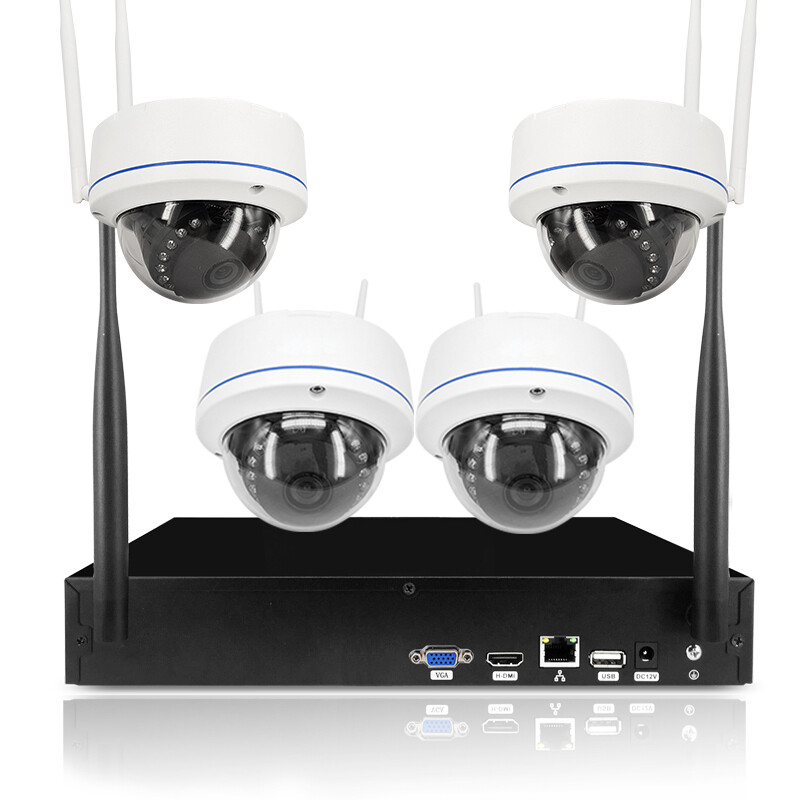 时机400万无线监控套装 2-8路监控设备套装 无线网络监控摄像头 点阵夜视 室外防水 4台半球+4路无线录像机 200万-带1TB硬盘
