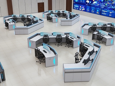 现代 监控室 无人机办公室3D模型